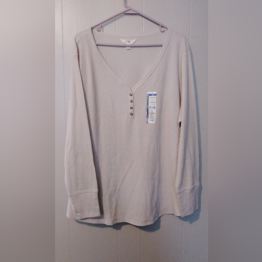 🆕Terra & Sky Semi-Fitted Henley | Waffle, 3X - Picture 2 of 8